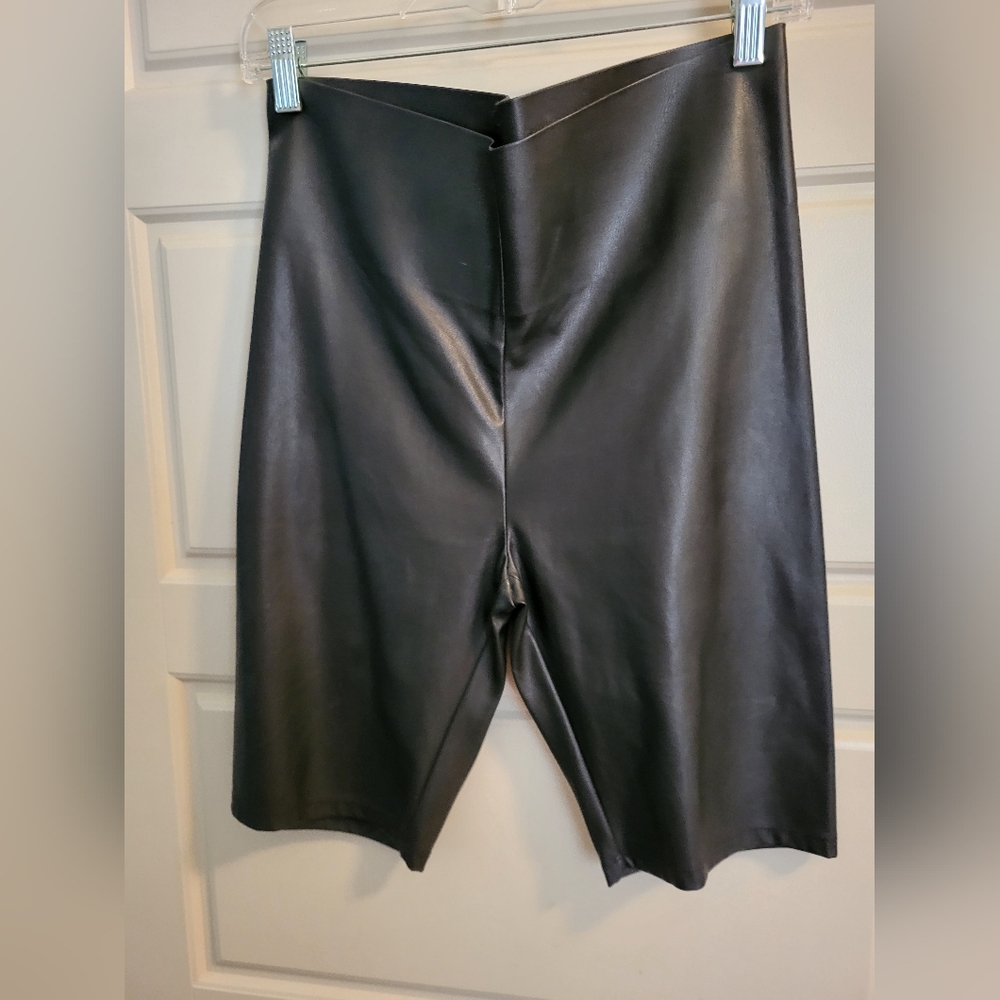 LOFT High Waist Black Faux Leather Biker Shorts In M. NWOT!